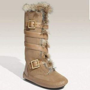Tory Burch 'Jaden' Genuine Rabbit Fur/Suede Boot
